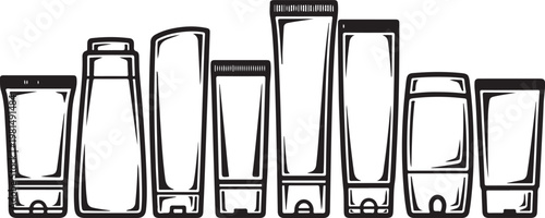 Hand-drawn storage boxes with lid variations and dimensions labeled Vector