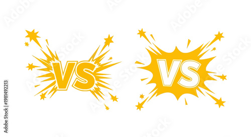 Yellow Versus VS Symbol Burst Explosion, Competition, Challenge, Versus Concept