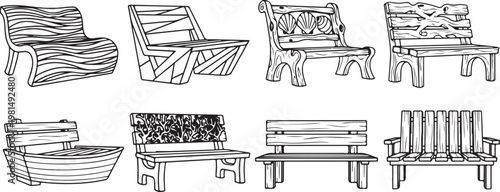 Illustrations of various antique and vintage furniture designs Vector