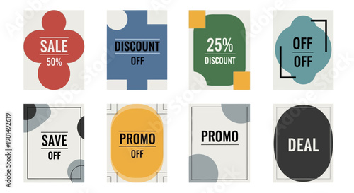 Set of 8 abstract sale and discount promotion graphic design templates