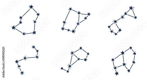 Set of Constellations Hand Drawn Stars Celestial Map Astronomy