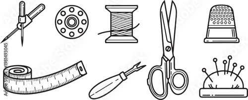 A collection of essential tools including scissors, corkscrew, and wrenches Vector