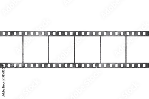 Film strip with vintage grunge style frame, presenting cinematic movie border effect on transparent background