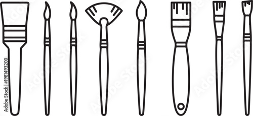 A collection of eight different types of spoons laid out horizontally Vector