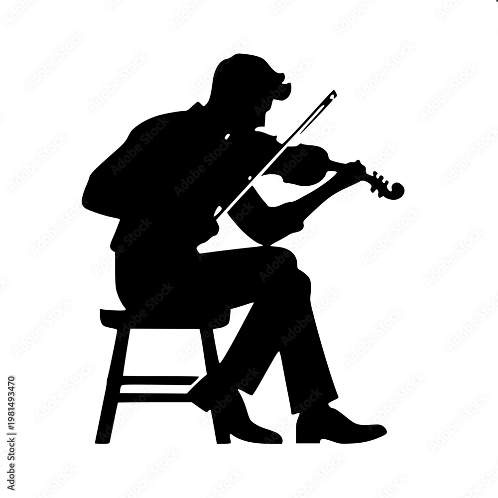 Fototapeta premium Black and White Ireland Traditional Violin Silhouette