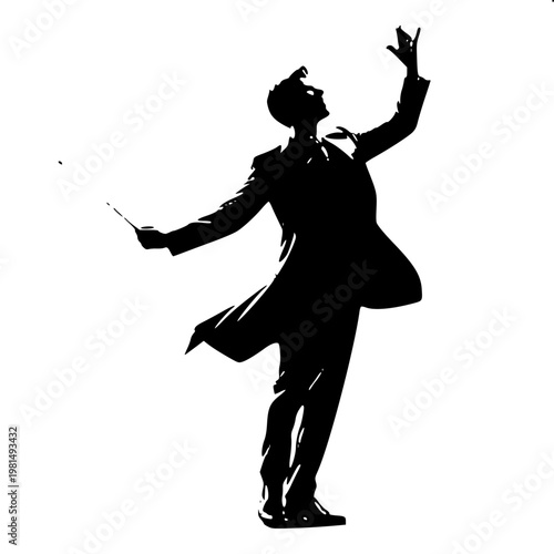 Black and White Classical Concert Maestro Silhouette