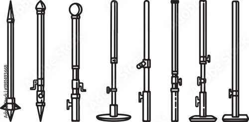 Various vintage sewing machine models with different mechanisms and designs Vector