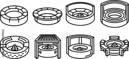 Diagram of various mechanical fasteners and threaded components Vector