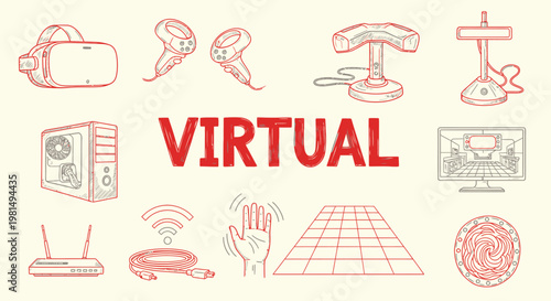 Virtual reality technology concept illustration.