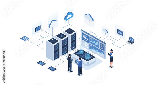 People working with server technology.