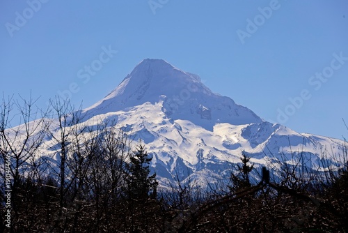 Snow-topped Mount Hood rises above Oregon