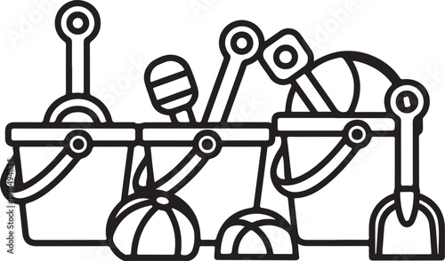 Black and white line drawing of a complex mechanical assembly Vector