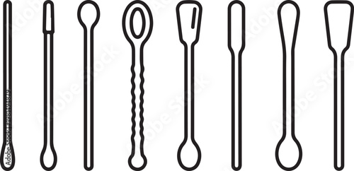 Black and white illustration of various types of pencils arranged vertically Vector