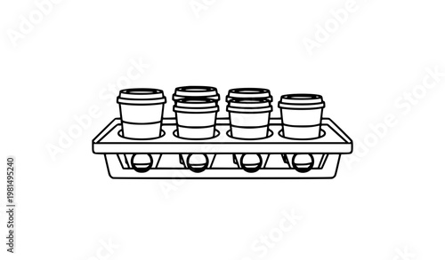 Coffee holder outline icon vector beverage carrier symbol