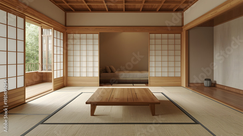 Traditional Japanese Tatami Room Interior