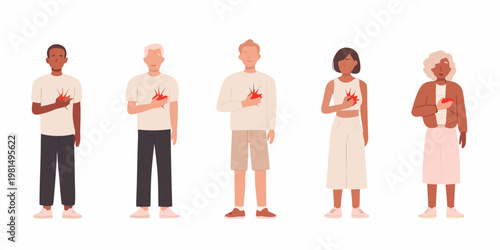 Diverse group of people holding hearts representing love and compassion