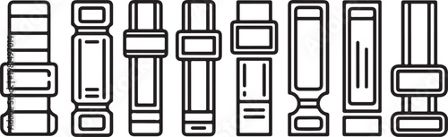 A collection of black and white line drawings of various chairs Vector