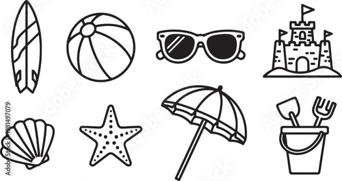 Various everyday objects illustrated in a simple black and white style Vector