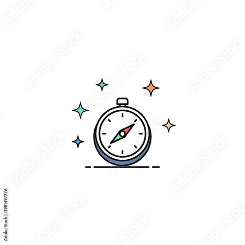 Colorful Stopwatch with Starburst Effect.