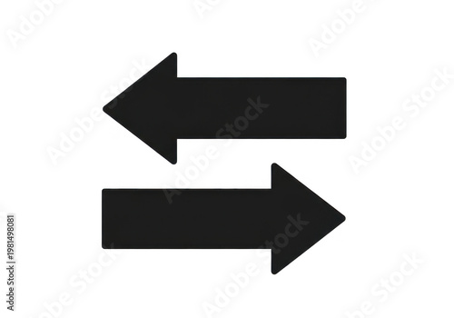 Two black arrows pointing in opposite directions isolated on transparent background
