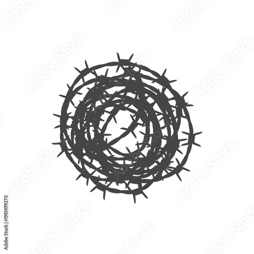 Tangled Barbed Wire Crown, Symbol of Suffering and Sacrifice
