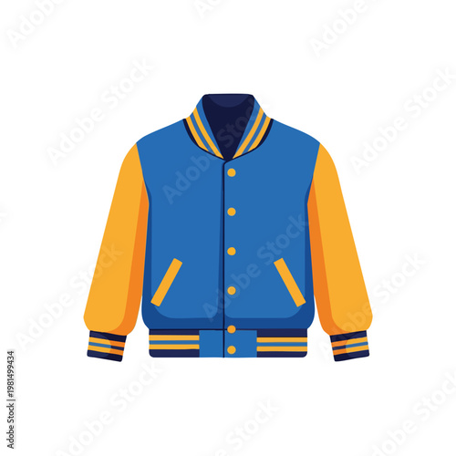 Stylish Colorful Varsity Jacket with Bright Blue and Yellow Design
