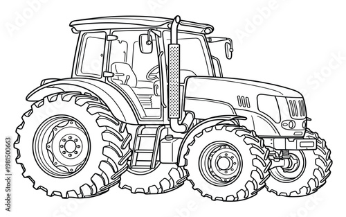 Modern tractor for farming agricultural machine strong vehicle for fieldwork illustration