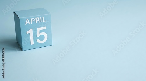 April 15 Calendar Date Reminder with Blue Block.