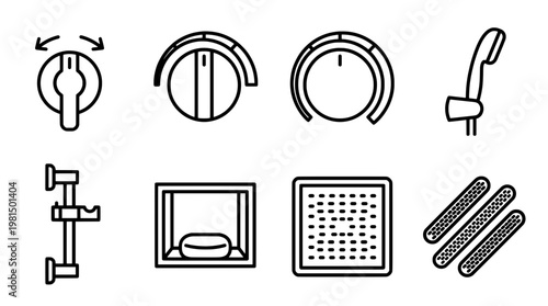 Bathroom fixture icons illustrated collection for design and layout