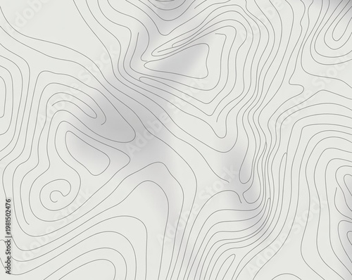 Abstract topographic contour line background with smooth grey gradient texture