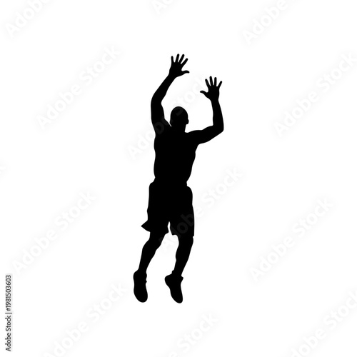 Basketball defender leaping high to block a shot with strong athletic motion Vector illustration