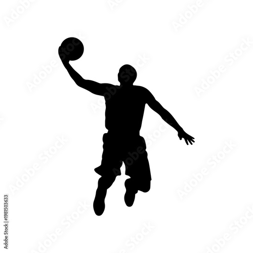 Basketball athlete finishing a layup shot with smooth upward scoring motion Vector illustration