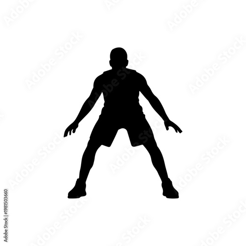 Basketball player guarding opponent with solid defense stance and awareness Vector illustration
