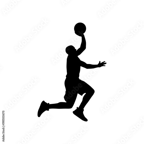 Basketball athlete performing lateral jump shot with smooth shooting motion Vector illustration