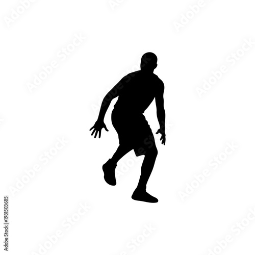 Basketball athlete performing pivot move with control and footwork precision Vector illustration
