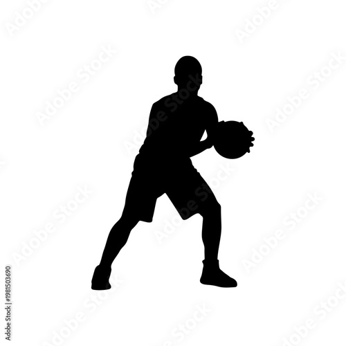 Basketball player preparing to shoot with focused ready stance on court Vector illustration