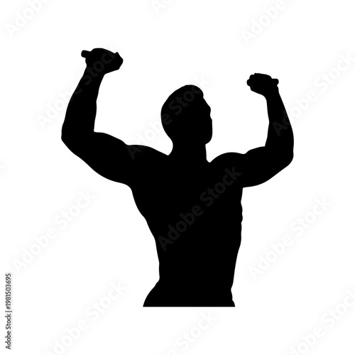 Man performing shoulder press exercise with strong upper body posture Vector illustration