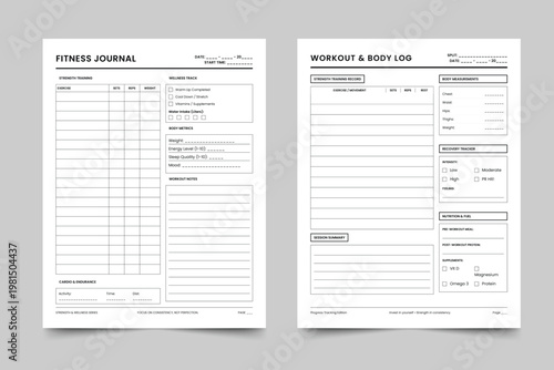 Minimalist Daily Planner Bundle, Academic Study Log, Fitness and Wellness Tracker, Medical Blood Pressure Monitor, Self Care Reflection Templates