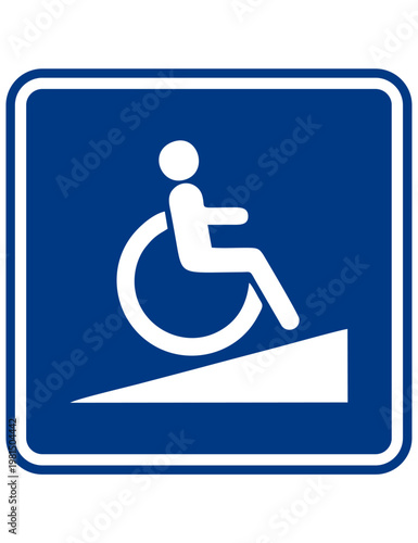 Wheelchair Ramp Access Sign – Disabled Accessibility Slope Icon Blue Vector