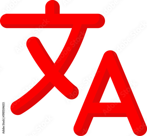 Red translation vector icon for global language and international speech