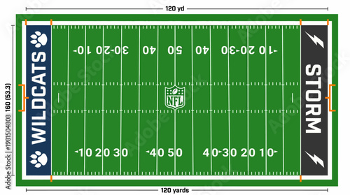 Football Field: A meticulously designed football field, a canvas for athleticism and strategic gameplay. 