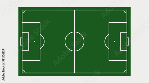 Standard Soccer Football Field Diagram with Goals and Center Circle on Light Green Background