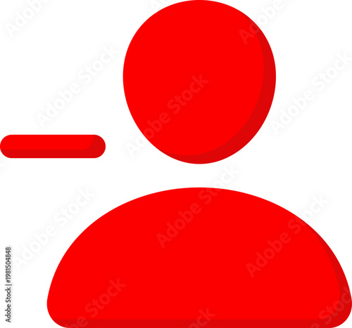 Red remove user vector icon with minus sign for account deletion