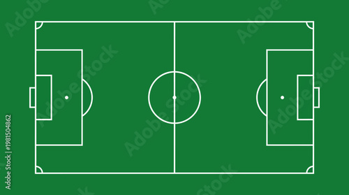 Basic Soccer Football Field Diagram with Rounded Corners and Goals on Light Green Background