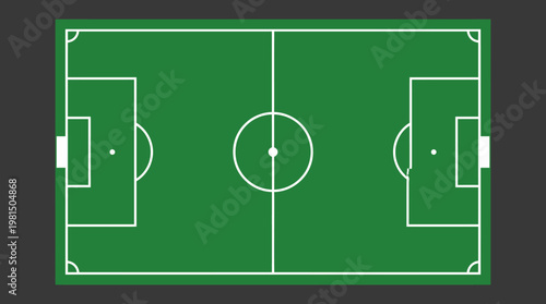Green Field of Play: A top-down view of a meticulously crafted football field, ready for action, the verdant green contrasting with crisp white lines, a symbol of sport and competition.