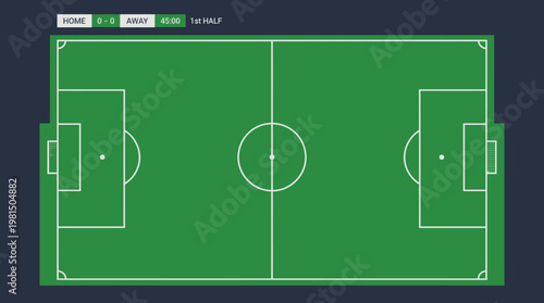 Soccer Field's Green Canvas: A meticulously designed football pitch, the perfect setting for a thrilling game, presented from an aerial perspective.