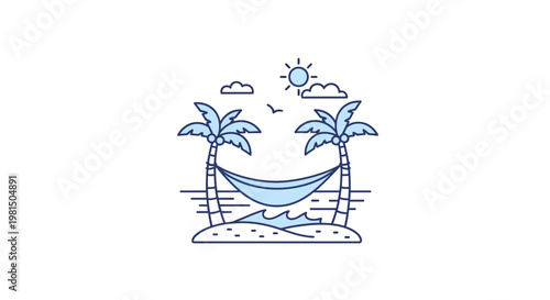 Hammock between two palm trees.