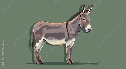 Pixel Art Donkey Standing Sideways on a Solid Green Background