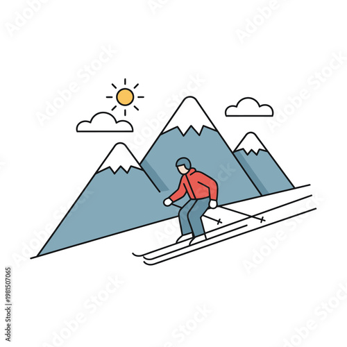 Man skiing down a snowy mountain slope.
