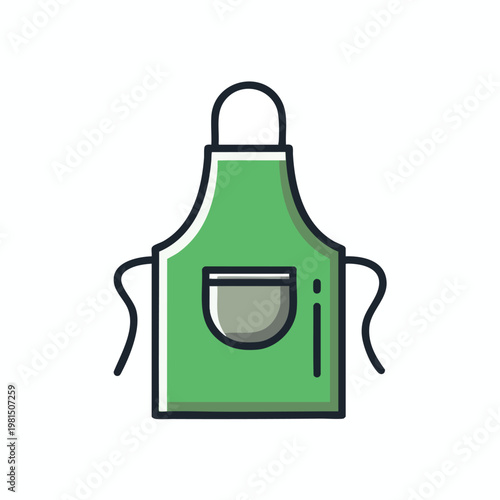 Bright Green Apron on a Plain White Background for Cooking or Culinary Projects